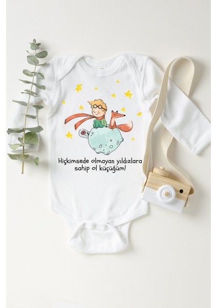 Bebek Beyaz Küçük Prens Çıtçıtlı Body