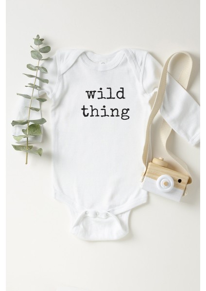 Bebek Beyaz Wild Thing Uzun Kollu Çıtçıtlı Body