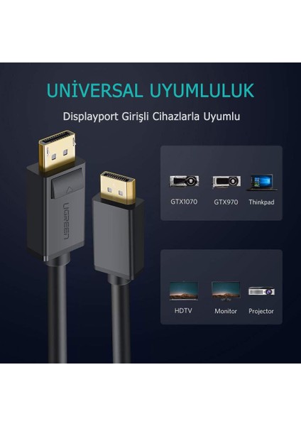 4K 60Hz Displayport To Displayport Kablo 5 Metre