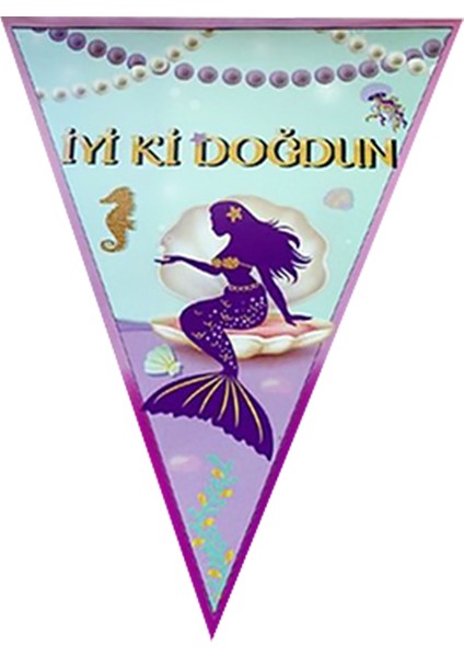 Deniz Kızı İyiki Doğdun Üçgen Bayrak Flama - 2,00 mt. modelleri