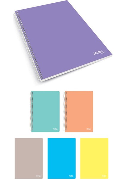 60331 A4 Pastel 60 Sayfa Kareli Spiralli Plastik Kapak Defter