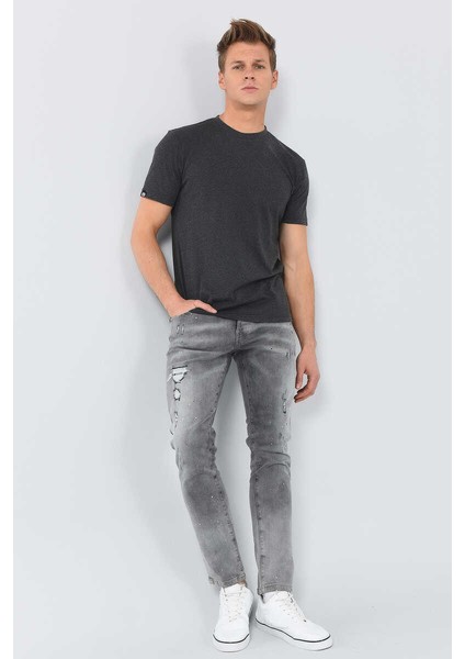 Ecko Unltd Foster Antrasit Melanj Erkek Bisiklet Yaka Tshirt