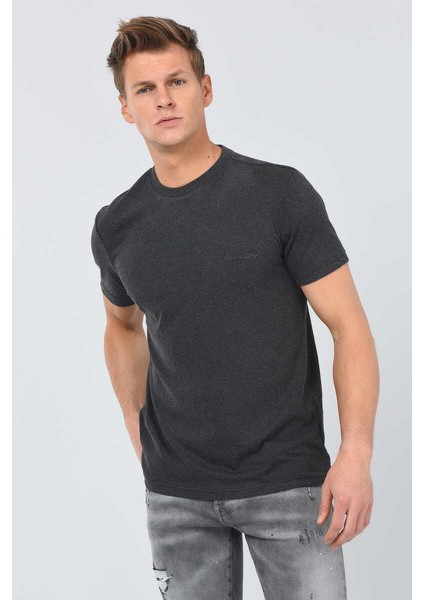 Ecko Unltd Foster Antrasit Melanj Erkek Bisiklet Yaka Tshirt