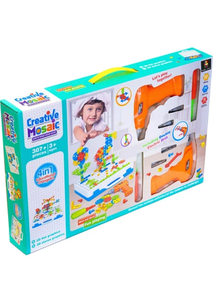 Başel Toys Creative Mosaic Eğitici Matkaplı 3D Mozaik Puzzle 11B Build Design Tamir Seti 307 Parça