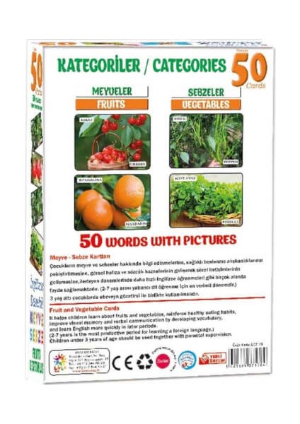 Baby 50 Card Meyve Sebze İngilizce Destekli Oyun Kartları