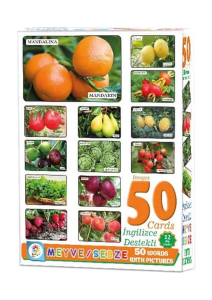 Baby 50 Card Meyve Sebze İngilizce Destekli Oyun Kartları fiyatları