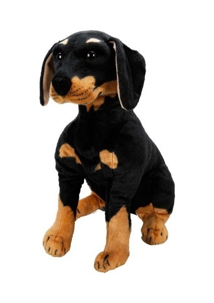 Rottweiler 68 cm Oyuncak Oturan Peluş Köpek