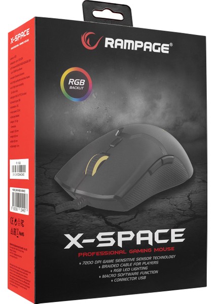 SMX-R88 X-Space 7200 DPI RGB Gaming Oyuncu Mouse