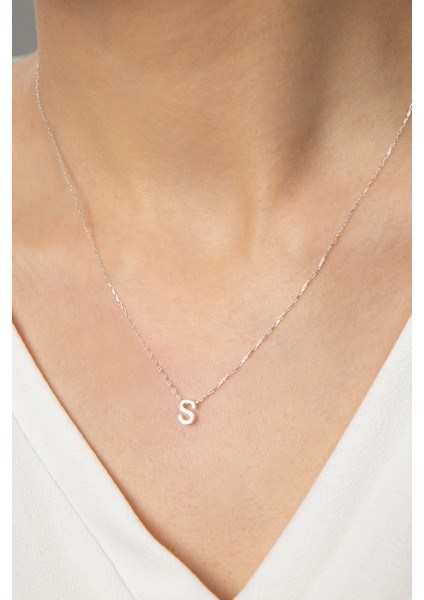 Kadın Üç Boyutlu S Harf Model 925 Ayar Gümüş Kolye modelleri