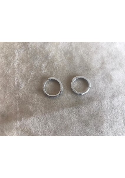 Gümüş Halka Küpe Zirkon Taşlı Tamtur Gümüş Küpe 17 mm -Gümüş fiyatları