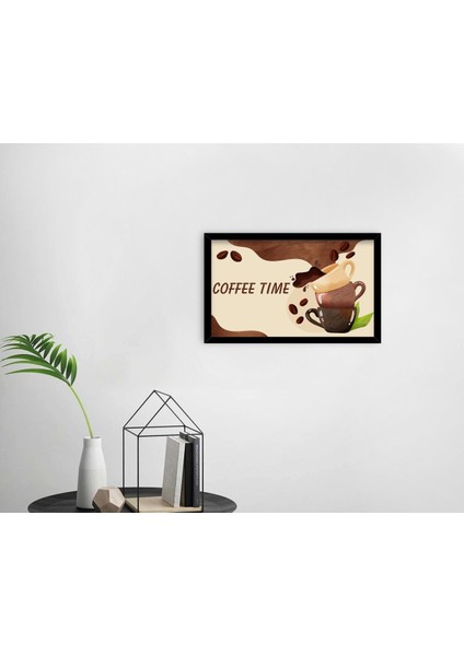 Gift Coffee Tasarımlı Dekoratif Ahşap Siyah Çerçeveli Tablo-41