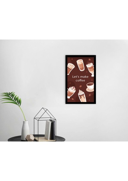 Gift Coffee Tasarımlı Dekoratif Ahşap Siyah Çerçeveli Tablo-31