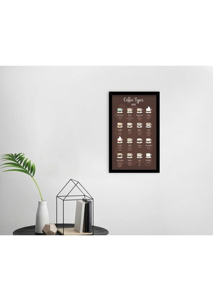 Gift Coffee Tasarımlı Dekoratif Ahşap Siyah Çerçeveli Tablo-19