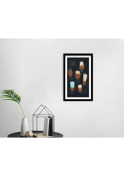 Gift Coffee Tasarımlı Dekoratif Ahşap Siyah Çerçeveli Tablo-20