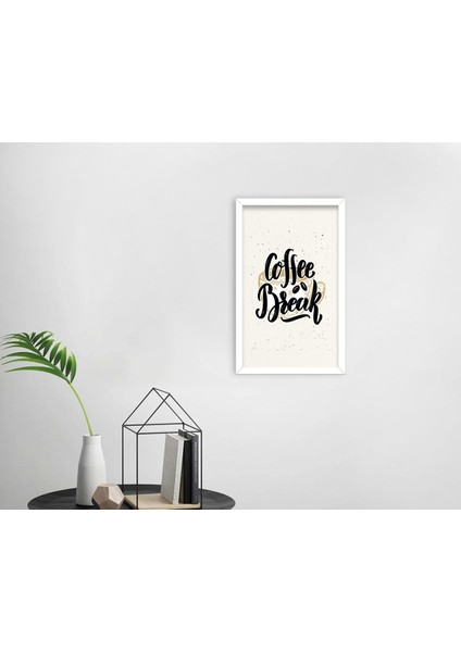 Gift Coffee Tasarımlı Dekoratif Ahşap Beyaz Çerçeveli Tablo-45