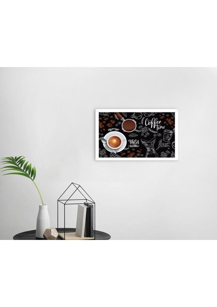 Gift Coffee Tasarımlı Dekoratif Ahşap Beyaz Çerçeveli Tablo-40