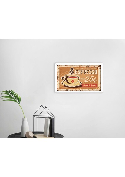 Gift Coffee Tasarımlı Dekoratif Ahşap Beyaz Çerçeveli Tablo-37