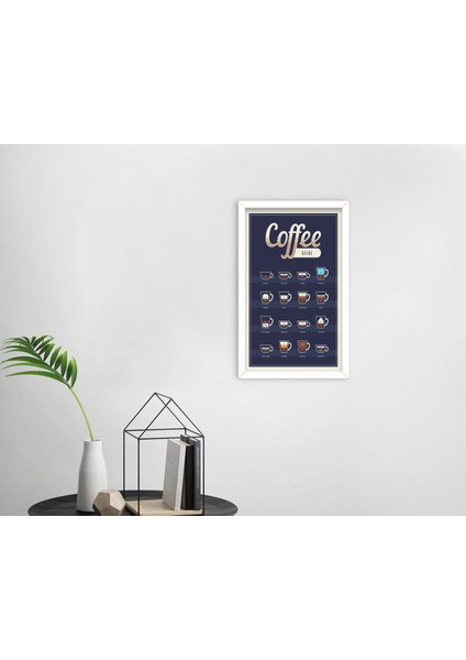 Gift Coffee Tasarımlı Dekoratif Ahşap Beyaz Çerçeveli Tablo-24