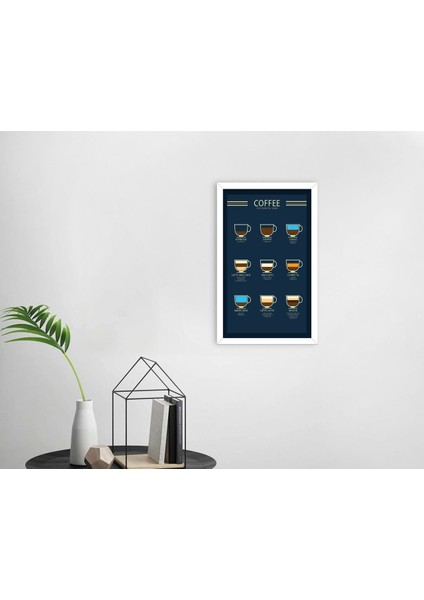 Gift Coffee Tasarımlı Dekoratif Ahşap Beyaz Çerçeveli Tablo-14