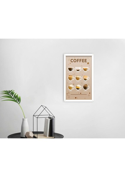 Gift Coffee Tasarımlı Dekoratif Ahşap Beyaz Çerçeveli Tablo-13