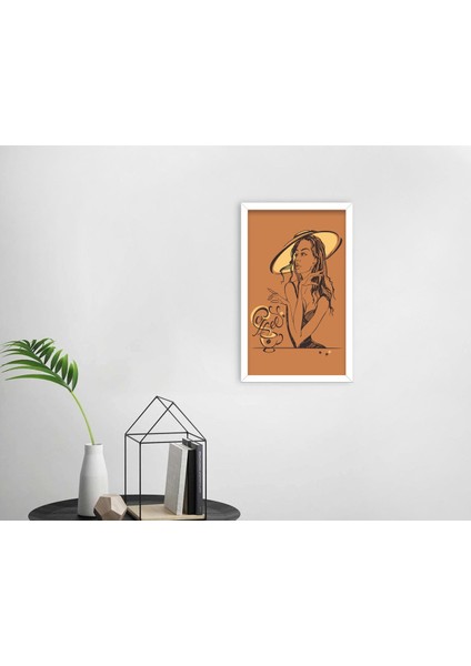 Gift Coffee Tasarımlı Dekoratif Ahşap Beyaz Çerçeveli Tablo-11