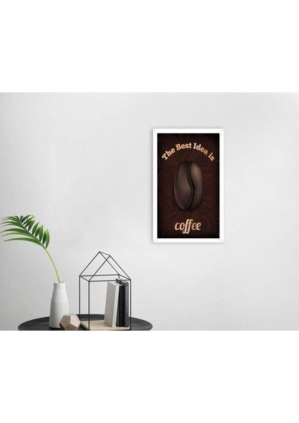 Gift Coffee Tasarımlı Dekoratif Ahşap Beyaz Çerçeveli Tablo-7