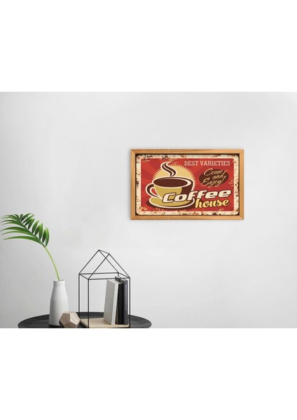 Gift Coffee Tasarımlı Dekoratif Retro Ahşap Tablo-36
