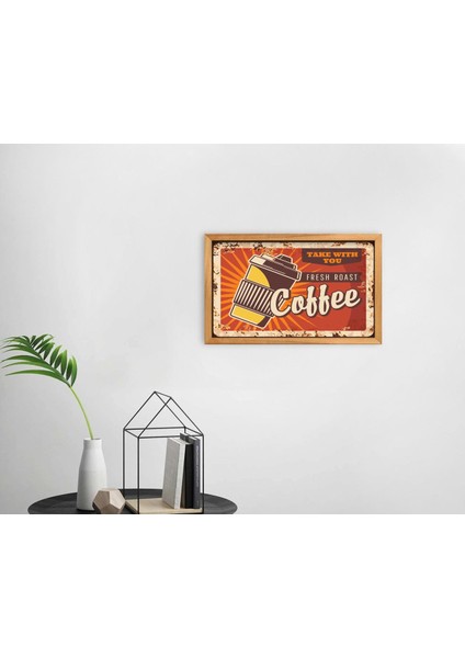 Gift Coffee Tasarımlı Dekoratif Retro Ahşap Tablo-34