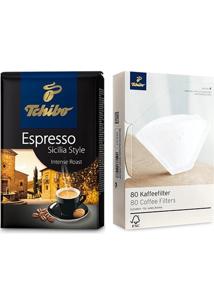 Espresso Sicilia Style Çekirdek Kahve 500 gr - 80'li Filtre Kahve Kağıdı