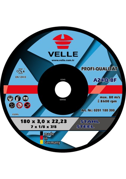 Velle 180X3 Metal Kesme Taşı  - 1 ADET