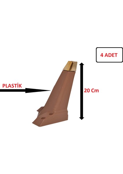 Elmas Ayak- Koltuk-Kanepe-Tv Ünitesi Ayağı -Plastik Mobilya Ayağı -Ceviz- 20 cm - 4 Adet