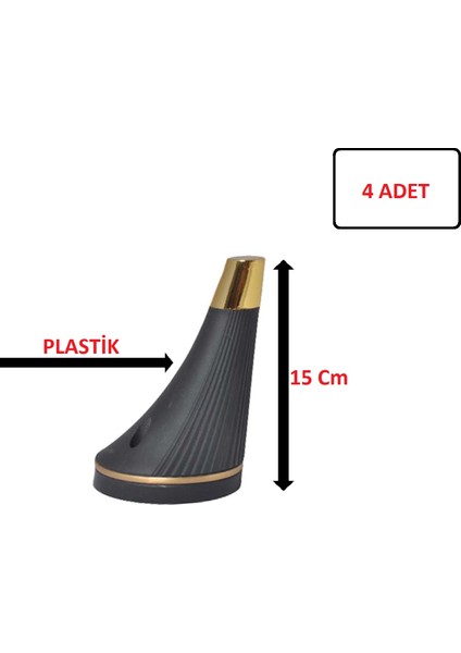 Sementa Ayak- Koltuk-Kanepe-Tv Ünitesi Ayağı -Plastik Mobilya Ayağı -Siyah- 15 cm - 4 Adet