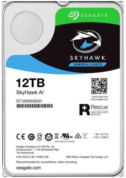 Skyhawk 12TB 7200R 256MB 550TB/Y Sabit Disk