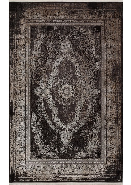 Anatolia Ant 01 Antrasit Bej Klasik Desenli Sık Dokuma Akrilik Viskon Salon Halısı