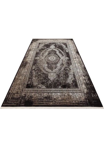 Anatolia Ant 01 Antrasit Bej Klasik Desenli Sık Dokuma Akrilik Viskon Salon Halısı modelleri