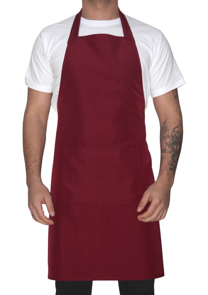 Aşçı Önlüğü Mutfak Önlüğü Unisex Alpaka Kumaş Cepli Önlük Siyah