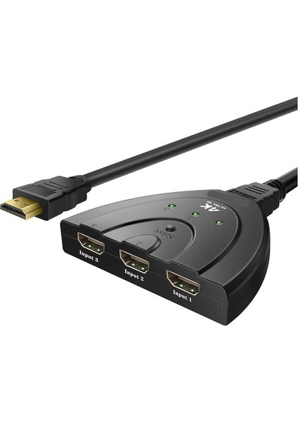 3 Port Kablolu HDMI Switch 4K 2160P Ultra Hd 3 Giriş 1 Çıkış