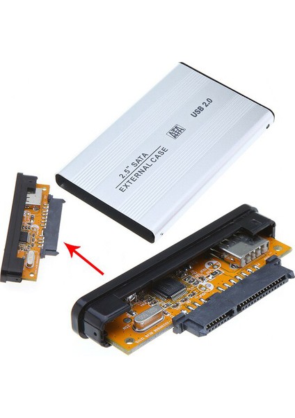 2.5 USB Sata HDD SSD Harddisk Kutusu Aliminyum Gövde Harici HDD Kutu - Gri