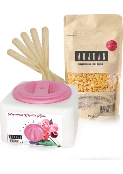 Mujgan 1 Adet Naturel Ağda 250 gr (Izla)+ Ağda Makinesi + Spatula Seti