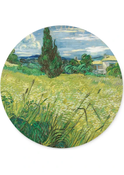 Van Gogh Green Field Yuvarlak Kaymaz Taban Mouse Pad