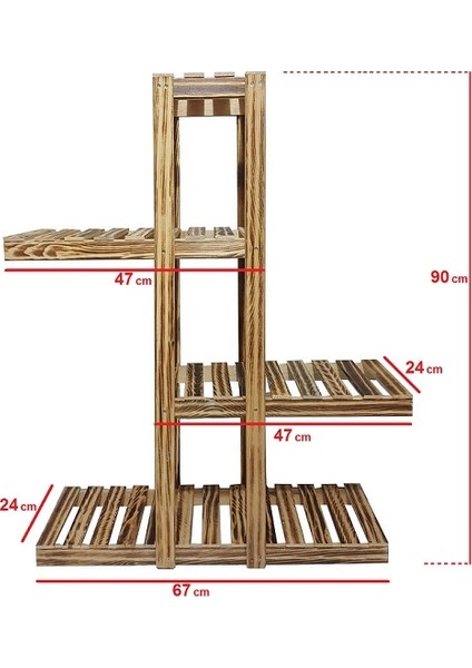 Ahşap Çiçeklik Saksılık Raf