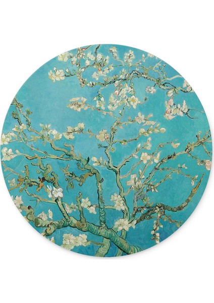 Van Gogh Almond Blossom Badem Ağacı Yuvarlak Kaymaz Taban Mouse Pad