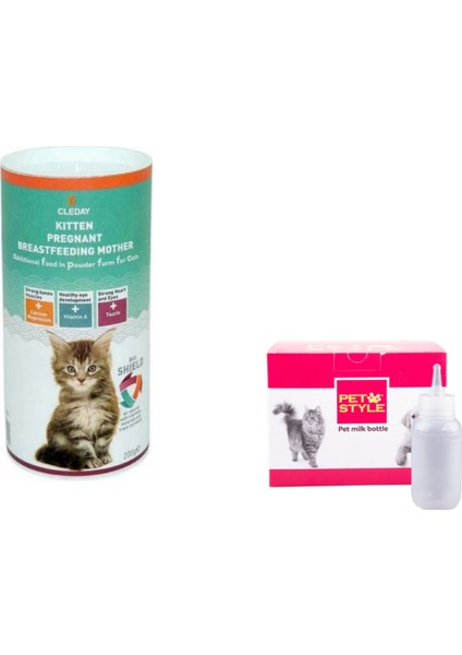 Yavru ve Anne Kediler Için Süt Tozu 200 gr + Pet Style Biberon