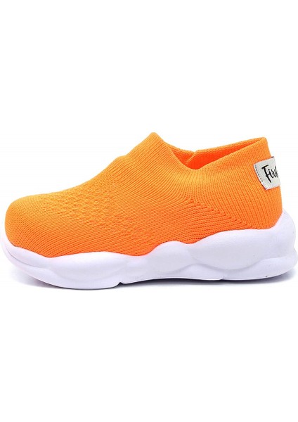 Ultra Hafif Memory Foam Iç Taban Çocuk Triko Spor Ayakkabı Neon TURUNCU-M-1002