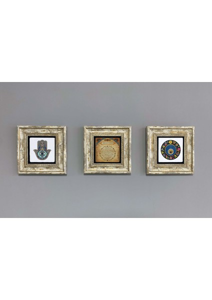 Decor Çerçeveli Taş Duvar Dekoru 20 x 20 cm 3 Lü Set Fatma Ana Eli Semazen Kaftan fiyatları