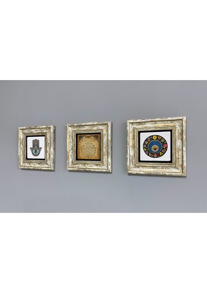 Decor Çerçeveli Taş Duvar Dekoru 20 x 20 cm 3 Lü Set Fatma Ana Eli Semazen Kaftan modelleri