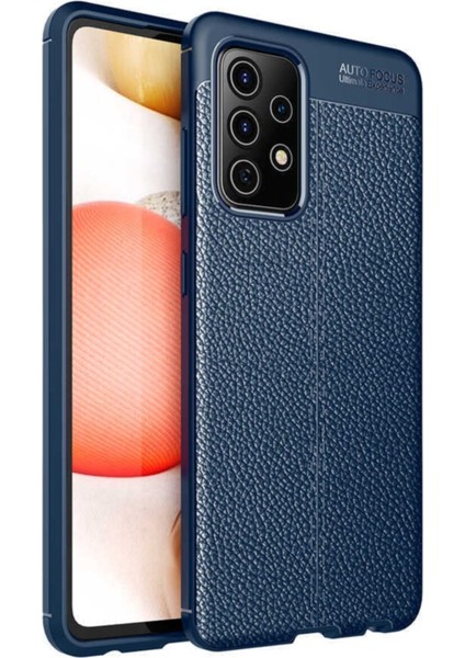 Caseworld Samsung Galaxy A32 4g Kılıf Darbe Korumalı Deri Görünümlü Silikon Arka Kapak Lacivert
