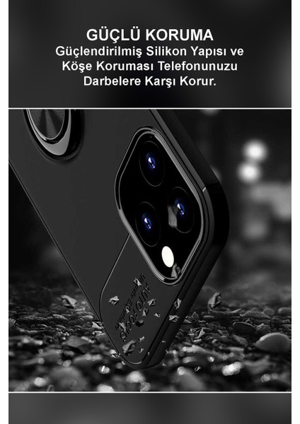 Caseworld Xiaomi Redmi Note 10S Kılıf Renkli Yüzüklü Manyetik Silikon Kapak Siyah Siyah
