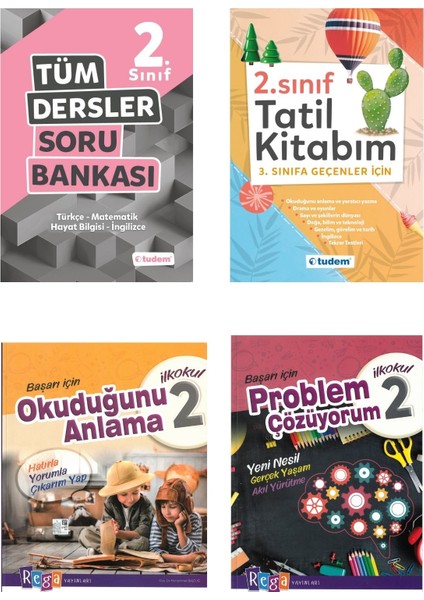 Tudem Yayınları 2. Sınıf Tüm Dersler Soru+Tatil Kitabı+Okuduğunu Anlama +Problem Çözüyorum Seti