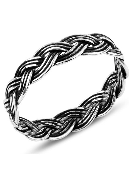 Örgülü Taşsız Gümüş Kadın Yüzük